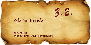 Zám Ernő névjegykártya